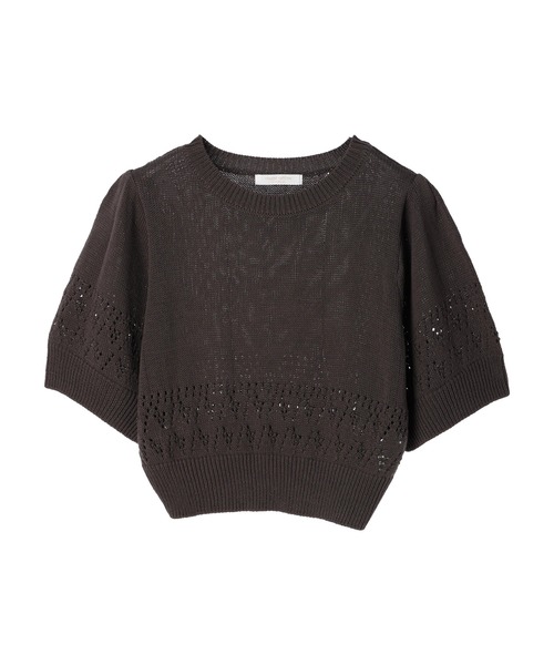 Green　Parks（グリーンパークス）の「AYANOプロデュースアイテム 透かしデザイン半袖ニットPO（ニット/セーター・レディース・チャコールグレー/ベージュ/ブラウン/オフホワイト/オレンジ/グリーン・FREE）」の20枚目の写真