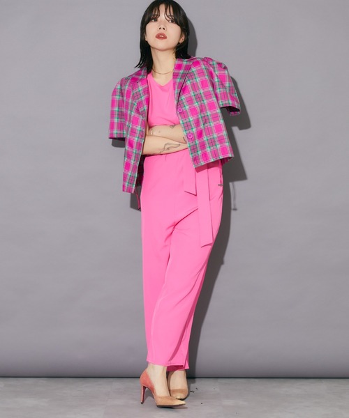 Bloom Closet(ブルームクローゼット)の「フラッタースリーブベルテッドオールインワン(つなぎ/オールインワン・レディース・ホワイト/ピンク/ブルー・MEDIUM/LARGE)」の3枚目の写真