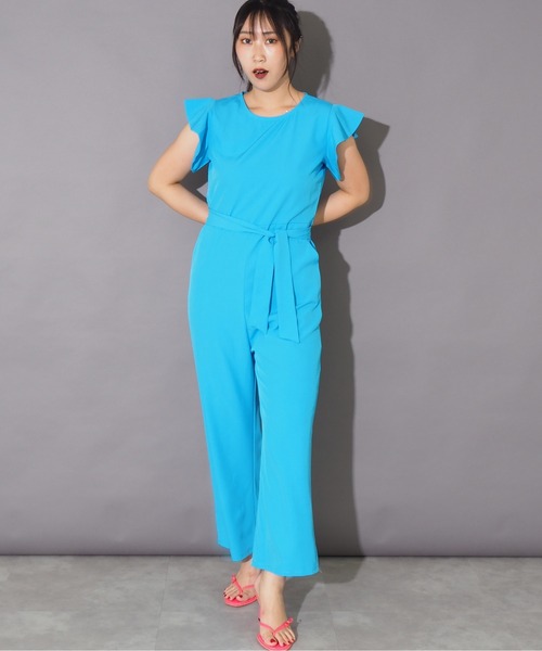 Bloom Closet(ブルームクローゼット)の「フラッタースリーブベルテッドオールインワン(つなぎ/オールインワン・レディース・ホワイト/ピンク/ブルー・MEDIUM/LARGE)」の8枚目の写真