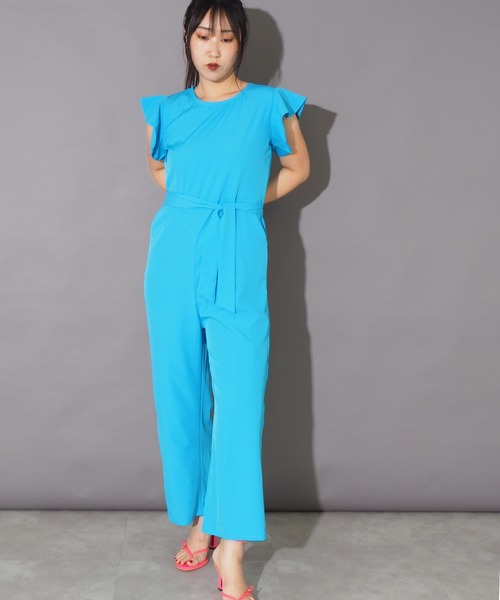Bloom Closet(ブルームクローゼット)の「フラッタースリーブベルテッドオールインワン(つなぎ/オールインワン・レディース・ホワイト/ピンク/ブルー・MEDIUM/LARGE)」の7枚目の写真