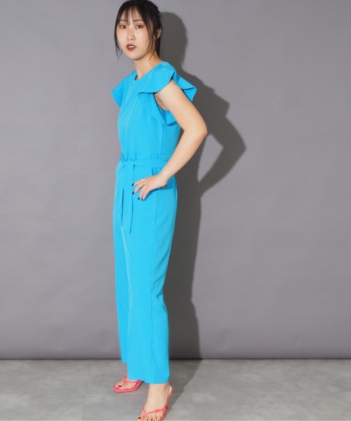Bloom Closet(ブルームクローゼット)の「フラッタースリーブベルテッドオールインワン(つなぎ/オールインワン・レディース・ホワイト/ピンク/ブルー・MEDIUM/LARGE)」の9枚目の写真