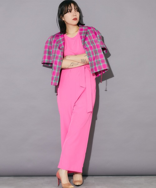 Bloom Closet(ブルームクローゼット)の「フラッタースリーブベルテッドオールインワン(つなぎ/オールインワン・レディース・ホワイト/ピンク/ブルー・MEDIUM/LARGE)」の12枚目の写真