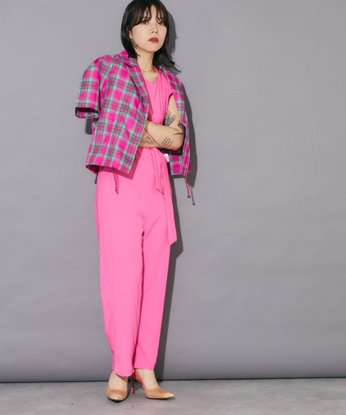 Bloom Closet(ブルームクローゼット)の「フラッタースリーブベルテッドオールインワン(つなぎ/オールインワン・レディース・ホワイト/ピンク/ブルー・MEDIUM/LARGE)」の10枚目の写真