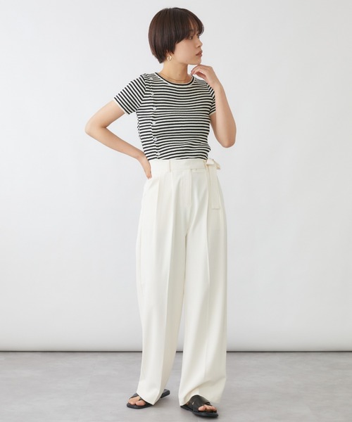 mebole(メボレ)の「ピンタックウエストリボンスラックス(スラックス・レディース・ブラック/ブルー/グリーン/アイボリー/ライトパープル・MEDIUM/LARGE)」の8枚目の写真