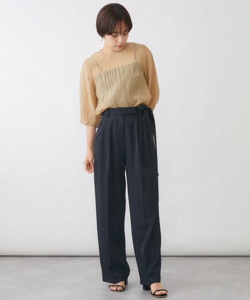 mebole(メボレ)の「ピンタックウエストリボンスラックス(スラックス・レディース・ブラック/ブルー/グリーン/アイボリー/ライトパープル・MEDIUM/LARGE)」の16枚目の写真