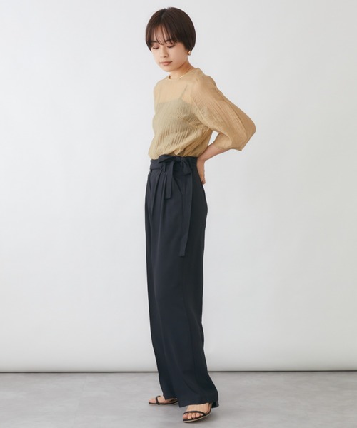 mebole(メボレ)の「ピンタックウエストリボンスラックス(スラックス・レディース・ブラック/ブルー/グリーン/アイボリー/ライトパープル・MEDIUM/LARGE)」の17枚目の写真