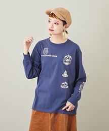CUBE SUGAR（キューブシュガー）の「アウトドアプリント長袖クルーネックロングTシャツ（Tシャツ/カットソー）」