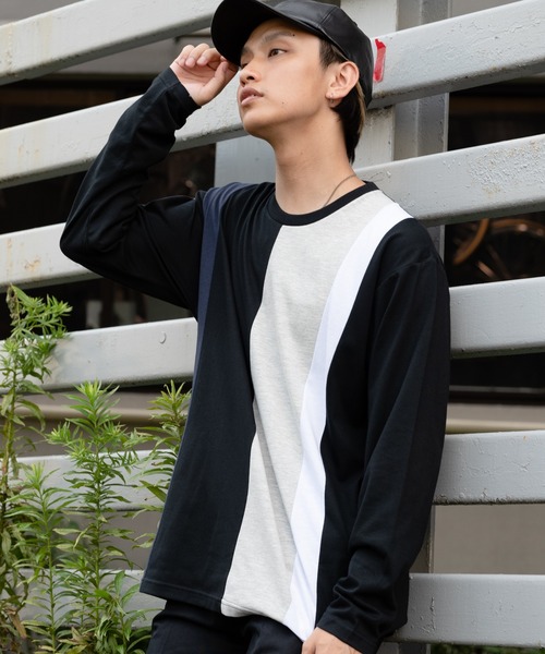 Blue Standard （ブルースタンダード）の「【BLUE STANDARD/ブルースタンダード】ZEROSTZEROSTAIN ゼロステイン 汗染みの目立ちにくいTシャツ UVカット　撥水性　汚れが付きにくい カラーステッチ 切り替えデザインロンT（Tシャツ/カットソー・メンズ・ホワイト/チャコールグレー/ホワイト系その他/その他/ブラック/ブラック系その他/オリーブ/ダークブルー/ブルー系その他・MEDIUM/LARGE/X-LARGE）」の4枚目の写真