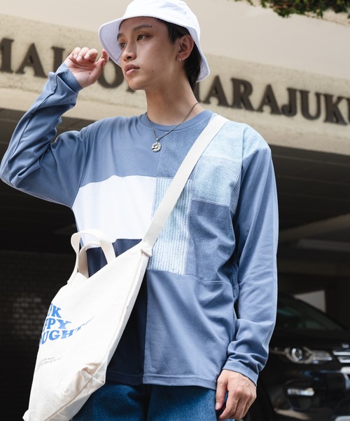 Blue Standard （ブルースタンダード）の「【BLUE STANDARD/ブルースタンダード】ZEROSTZEROSTAIN ゼロステイン 汗染みの目立ちにくいTシャツ UVカット　撥水性　汚れが付きにくい カラーステッチ 切り替えデザインロンT（Tシャツ/カットソー・メンズ・ホワイト/チャコールグレー/ホワイト系その他/その他/ブラック/ブラック系その他/オリーブ/ダークブルー/ブルー系その他・MEDIUM/LARGE/X-LARGE）」の7枚目の写真