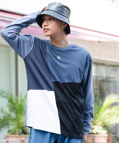 Blue Standard （ブルースタンダード）の「【BLUE STANDARD/ブルースタンダード】ZEROSTZEROSTAIN ゼロステイン 汗染みの目立ちにくいTシャツ UVカット　撥水性　汚れが付きにくい カラーステッチ 切り替えデザインロンT（Tシャツ/カットソー・メンズ・ホワイト/チャコールグレー/ホワイト系その他/その他/ブラック/ブラック系その他/オリーブ/ダークブルー/ブルー系その他・MEDIUM/LARGE/X-LARGE）」の8枚目の写真