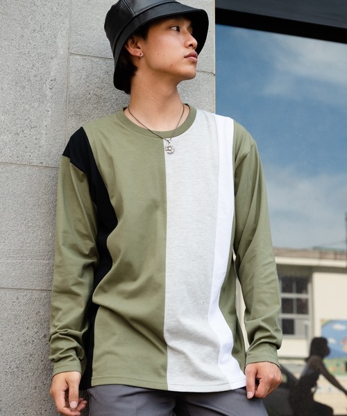 Blue Standard （ブルースタンダード）の「【BLUE STANDARD/ブルースタンダード】ZEROSTZEROSTAIN ゼロステイン 汗染みの目立ちにくいTシャツ UVカット　撥水性　汚れが付きにくい カラーステッチ 切り替えデザインロンT（Tシャツ/カットソー・メンズ・ホワイト/チャコールグレー/ホワイト系その他/その他/ブラック/ブラック系その他/オリーブ/ダークブルー/ブルー系その他・MEDIUM/LARGE/X-LARGE）」の6枚目の写真
