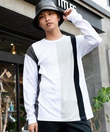 【BLUE STANDARD/ブルースタンダード】ZEROSTZEROSTAIN ゼロステイン 汗染みの目立ちにくいTシャツ UVカット　撥水性　汚れが付きにくい カラーステッチ 切り替えデザインロンT