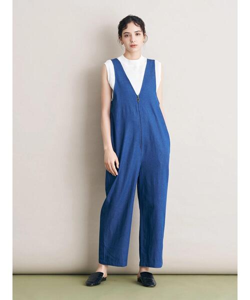 koe（コエ）の「フロントジップオーバーオール＊（サロペット/オーバーオール・レディース・ブルー/ネイビー・M）」の8枚目の写真