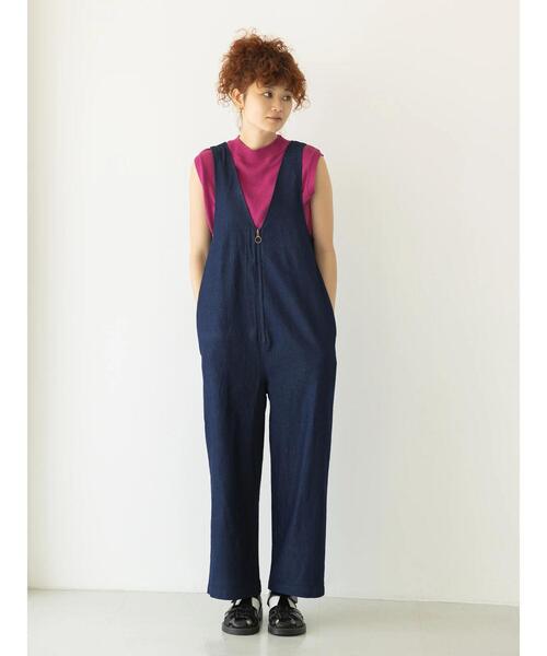 koe（コエ）の「フロントジップオーバーオール＊（サロペット/オーバーオール・レディース・ブルー/ネイビー・M）」の10枚目の写真
