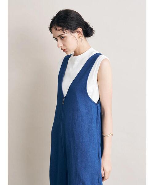 koe（コエ）の「フロントジップオーバーオール＊（サロペット/オーバーオール・レディース・ブルー/ネイビー・M）」の13枚目の写真