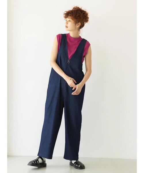 koe（コエ）の「フロントジップオーバーオール＊（サロペット/オーバーオール・レディース・ブルー/ネイビー・M）」の5枚目の写真