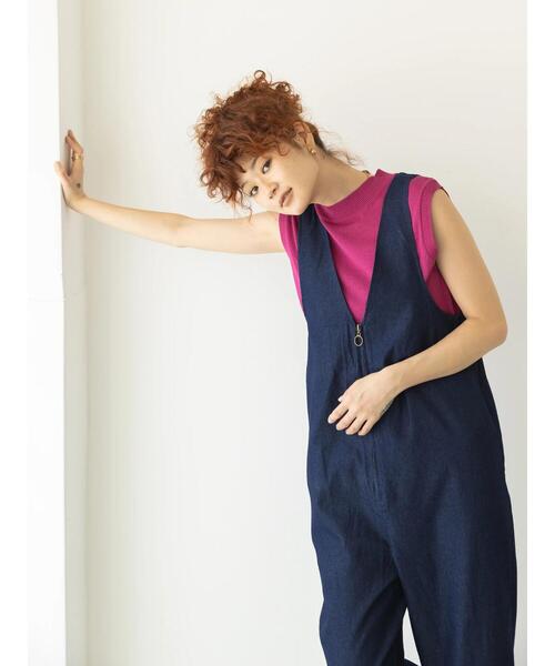 koe（コエ）の「フロントジップオーバーオール＊（サロペット/オーバーオール・レディース・ブルー/ネイビー・M）」の19枚目の写真