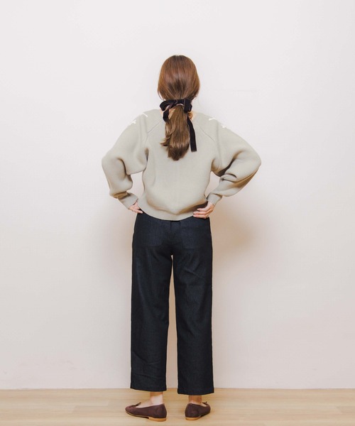 flower（フラワー）の「バックリボンデニム（デニムパンツ・レディース・ネイビー/ブラック・FREE）」の4枚目の写真