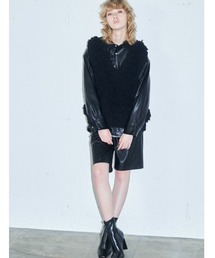 MIDIUMISOLID for Ladies シンセティックレザーハーフパンツ