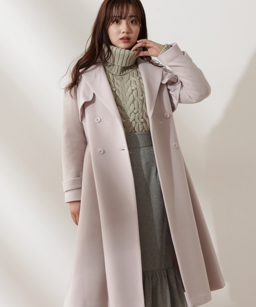 PROPORTION BODY DRESSING（プロポーションボディドレッシング）の「【美人百花11月号タイアップ 休井美郷さん着用商品】ウールトレンチコート / 1212252004（トレンチコート・レディース・パープル/ベージュ系その他/ボルドー/ブラウン・MEDIUM/SMALL）」の3枚目の写真