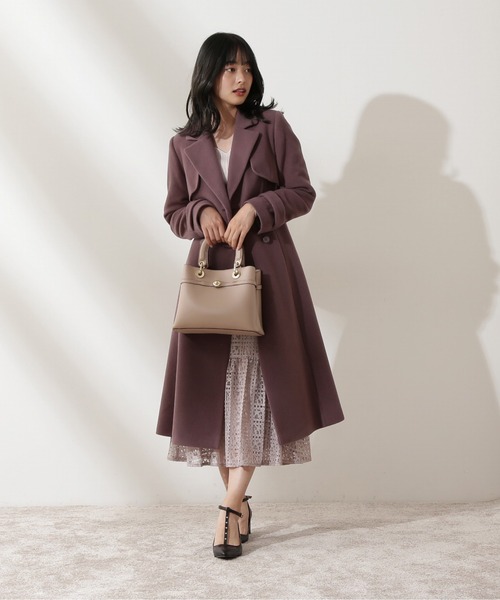 PROPORTION BODY DRESSING（プロポーションボディドレッシング）の「【美人百花11月号タイアップ 休井美郷さん着用商品】ウールトレンチコート / 1212252004（トレンチコート・レディース・パープル/ベージュ系その他/ボルドー/ブラウン・MEDIUM/SMALL）」の10枚目の写真