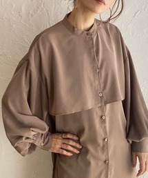 She's Closet（シーズクローゼット）の「スタンドカラーボリュームスリーブ長袖ケープブラウス（シャツ/ブラウス）」