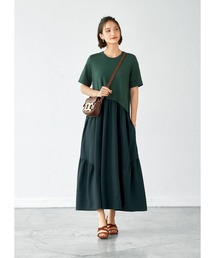 STYLE DELI（スタイルデリ）の「カットソー切替ラウンドギャザーワンピース（ワンピース）」