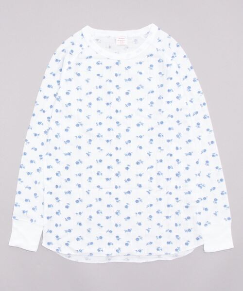 JEMORGAN（ジェーイーモーガン）の「【WEB限定】[JEMORGAN/ジェーイーモーガン] 花柄 ラグランスリーブサーマルロンT(ブルー)（Tシャツ/カットソー・レディース・ホワイト/グレー・F）」の5枚目の写真
