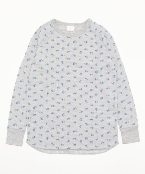 JEMORGAN（ジェーイーモーガン）の「【WEB限定】[JEMORGAN/ジェーイーモーガン] 花柄 ラグランスリーブサーマルロンT(ブルー)（Tシャツ/カットソー・レディース・ホワイト/グレー・F）」の4枚目の写真