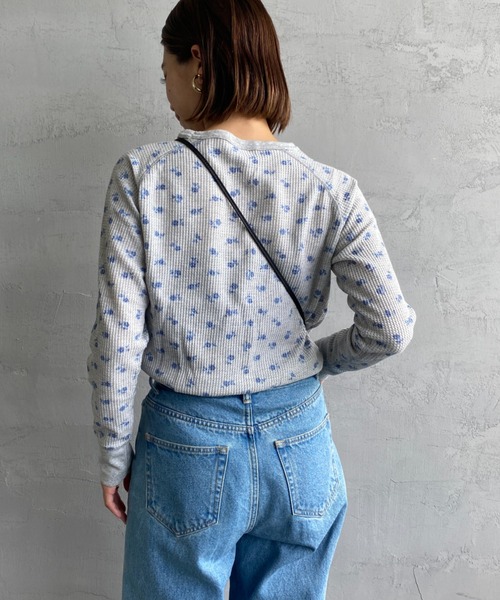 JEMORGAN（ジェーイーモーガン）の「【WEB限定】[JEMORGAN/ジェーイーモーガン] 花柄 ラグランスリーブサーマルロンT(ブルー)（Tシャツ/カットソー・レディース・ホワイト/グレー・F）」の16枚目の写真