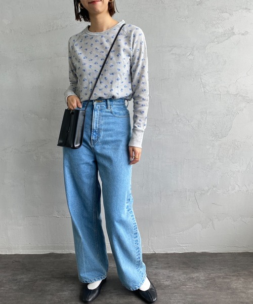 JEMORGAN（ジェーイーモーガン）の「【WEB限定】[JEMORGAN/ジェーイーモーガン] 花柄 ラグランスリーブサーマルロンT(ブルー)（Tシャツ/カットソー・レディース・ホワイト/グレー・F）」の17枚目の写真