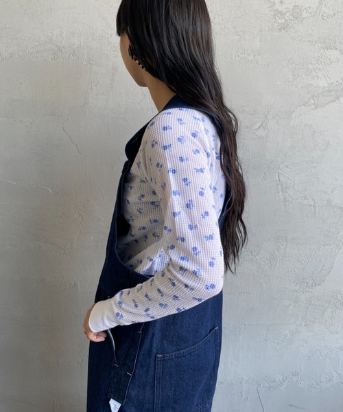 JEMORGAN（ジェーイーモーガン）の「【WEB限定】[JEMORGAN/ジェーイーモーガン] 花柄 ラグランスリーブサーマルロンT(ブルー)（Tシャツ/カットソー・レディース・ホワイト/グレー・F）」の9枚目の写真