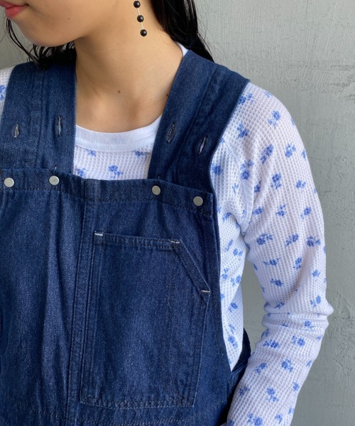 JEMORGAN（ジェーイーモーガン）の「【WEB限定】[JEMORGAN/ジェーイーモーガン] 花柄 ラグランスリーブサーマルロンT(ブルー)（Tシャツ/カットソー・レディース・ホワイト/グレー・F）」の14枚目の写真