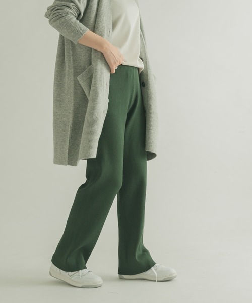 FORK&SPOON（フォークアンドスプーン）の「FORK&SPOON　リブニットパンツ（その他パンツ・レディース・アイボリー/グリーン/ブラック・2/1）」の3枚目の写真