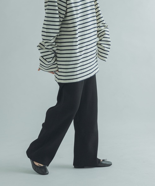 FORK&SPOON（フォークアンドスプーン）の「FORK&SPOON　リブニットパンツ（その他パンツ・レディース・アイボリー/グリーン/ブラック・2/1）」の6枚目の写真