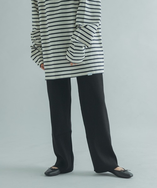 FORK&SPOON（フォークアンドスプーン）の「FORK&SPOON　リブニットパンツ（その他パンツ・レディース・アイボリー/グリーン/ブラック・2/1）」の7枚目の写真