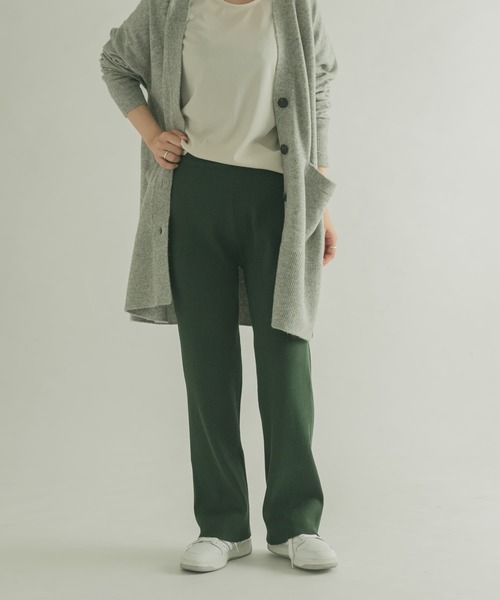 FORK&SPOON（フォークアンドスプーン）の「FORK&SPOON　リブニットパンツ（その他パンツ・レディース・アイボリー/グリーン/ブラック・2/1）」の9枚目の写真