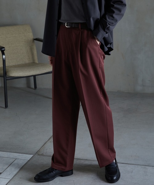 MONO-MART（モノマート）の「TRストレッチ センタープレス セミ ワイド タック ストレートカラースラックス パンツ（スラックス・メンズ・ブラック/アイボリー/マスタード/グリーン系その他/ブルー系その他/バーガンディー/グレー系/ブラウン系1/ネイビー/カーキ・S/M/L）」の18枚目の写真