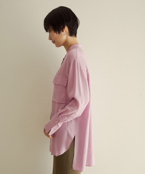 SALON adam et rope'（サロン アダム エ ロペ）の「オーバーダイスタンドカラーシャツ（シャツ/ブラウス・レディース・ブラック/ピンク/オフホワイト・FREE）」の10枚目の写真