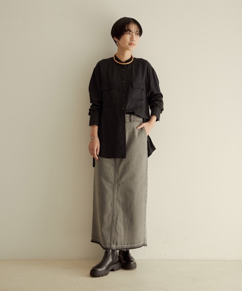 SALON adam et rope'（サロン アダム エ ロペ）の「オーバーダイスタンドカラーシャツ（シャツ/ブラウス・レディース・ブラック/ピンク/オフホワイト・FREE）」の13枚目の写真