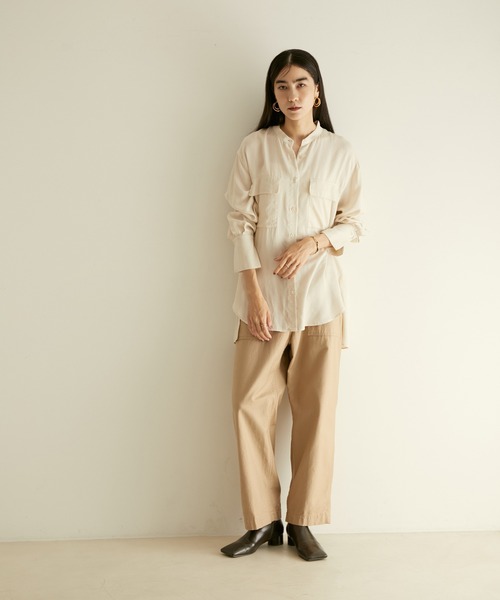 SALON adam et rope'（サロン アダム エ ロペ）の「オーバーダイスタンドカラーシャツ（シャツ/ブラウス・レディース・ブラック/ピンク/オフホワイト・FREE）」の18枚目の写真