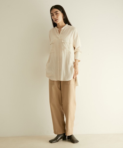 SALON adam et rope'（サロン アダム エ ロペ）の「オーバーダイスタンドカラーシャツ（シャツ/ブラウス・レディース・ブラック/ピンク/オフホワイト・FREE）」の20枚目の写真