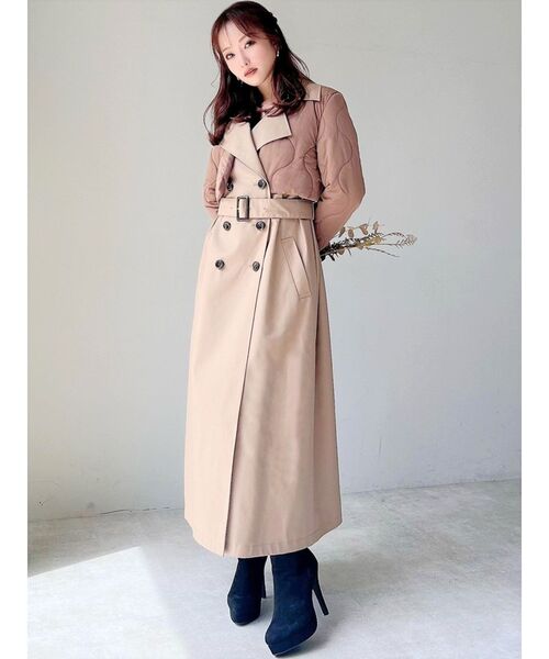 RESEXXY（リゼクシー）の「パフジャケットレイヤードコート（トレンチコート・レディース・アイボリー/ブラウン/ブラック・FREE）」の5枚目の写真