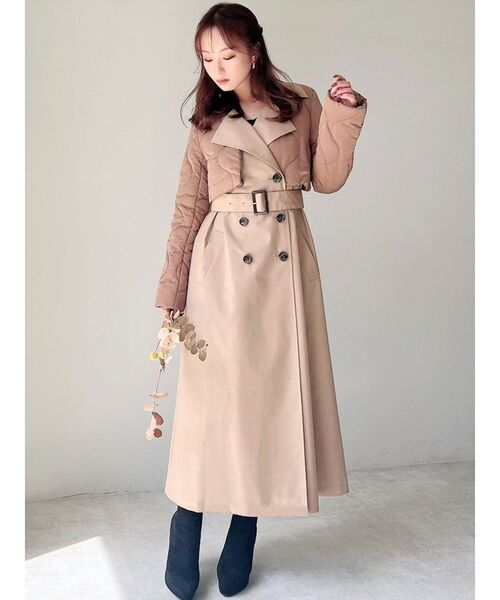 RESEXXY（リゼクシー）の「パフジャケットレイヤードコート（トレンチコート・レディース・アイボリー/ブラウン/ブラック・FREE）」の7枚目の写真