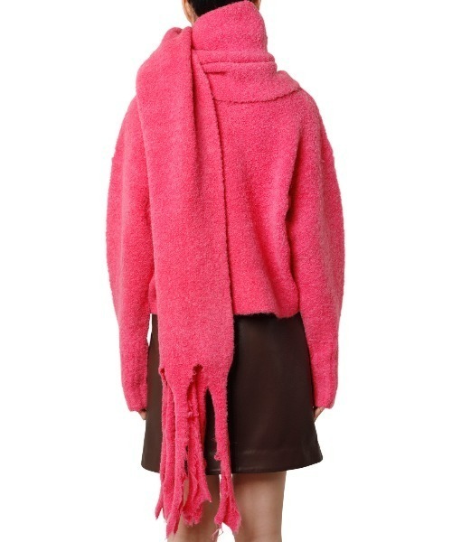 LE CIEL BLEU（ルシェルブルー）の「ループヤーンニットストール / Loop Yarn Knit Stole（ストール/ショール・レディース・ベージュ/ブルー/ピンク・36）」の7枚目の写真