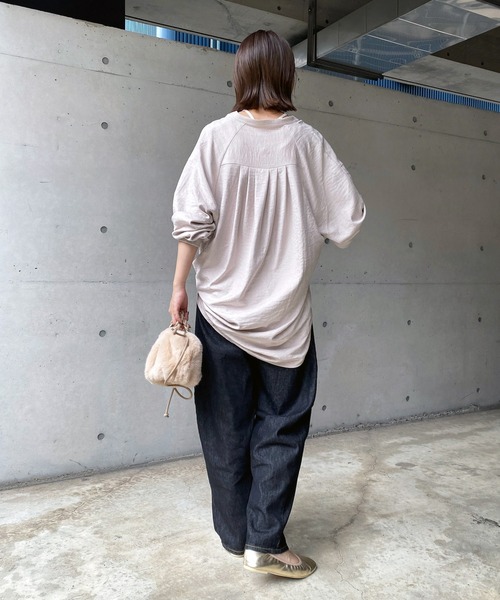 DouDou(ドゥドゥ)の「細コール袖リブオーバーシャツ(シャツ/ブラウス・レディース・ブラック/パープル/グレイッシュベージュ・FREE)」の4枚目の写真