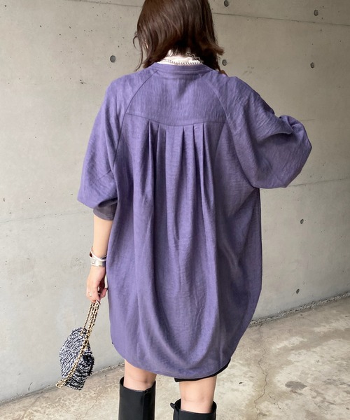 DouDou(ドゥドゥ)の「細コール袖リブオーバーシャツ(シャツ/ブラウス・レディース・ブラック/パープル/グレイッシュベージュ・FREE)」の7枚目の写真