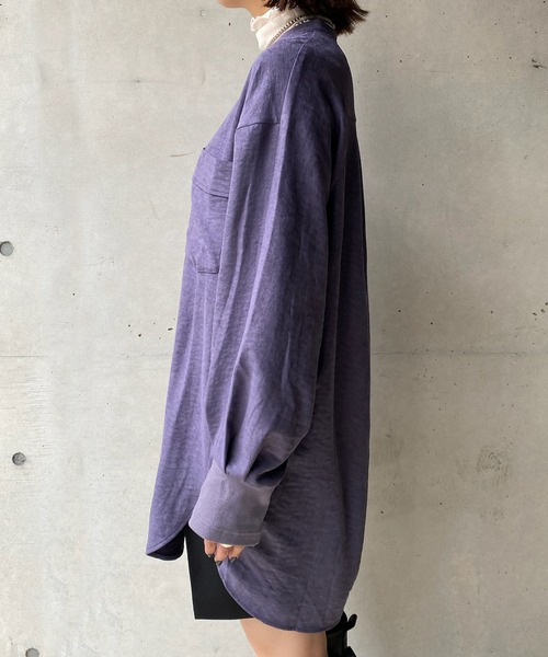 DouDou(ドゥドゥ)の「細コール袖リブオーバーシャツ(シャツ/ブラウス・レディース・ブラック/パープル/グレイッシュベージュ・FREE)」の12枚目の写真