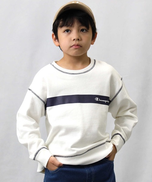 Champion(チャンピオン)の「【Champion】ラインクルースウェット(スウェット・キッズ・ブルー/ホワイト・105/120/130/140)」の2枚目の写真