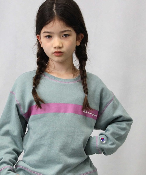 Champion(チャンピオン)の「【Champion】ラインクルースウェット(スウェット・キッズ・ブルー/ホワイト・105/120/130/140)」の1枚目の写真